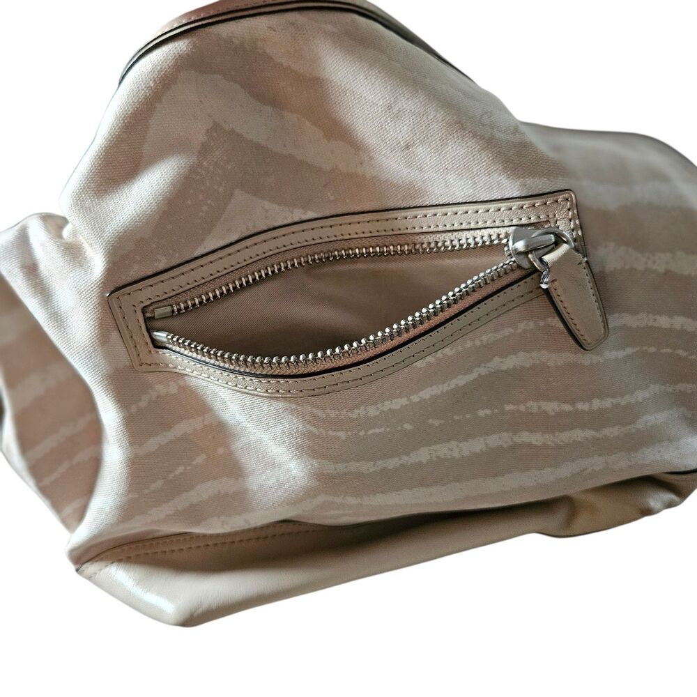 Vintage Coach Legacy Shoulder Bag Beige Canvas Zebra Pattern Leather Trim 23410 - Picture 8 of 14